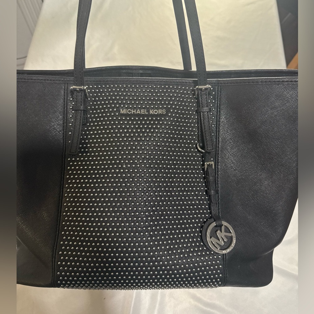 Michael Kors Black Studded Large Leather Tote